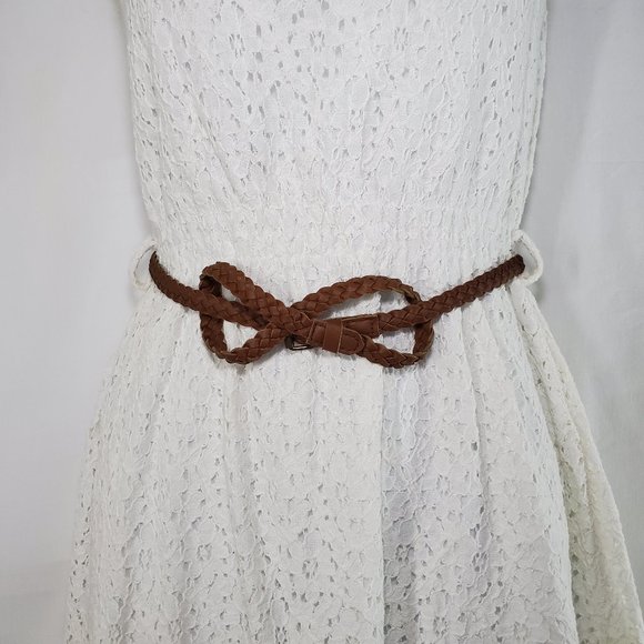 Women's Ivory Dress Floral Lace with Braided Belt - Picture 2 of 4